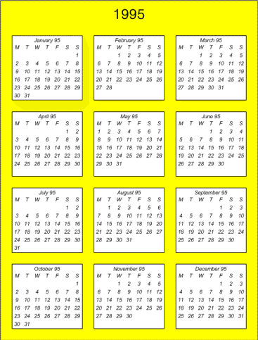 1995 Calendar
