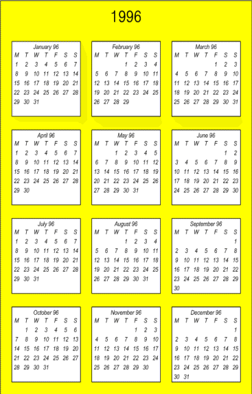 1996 Calendar