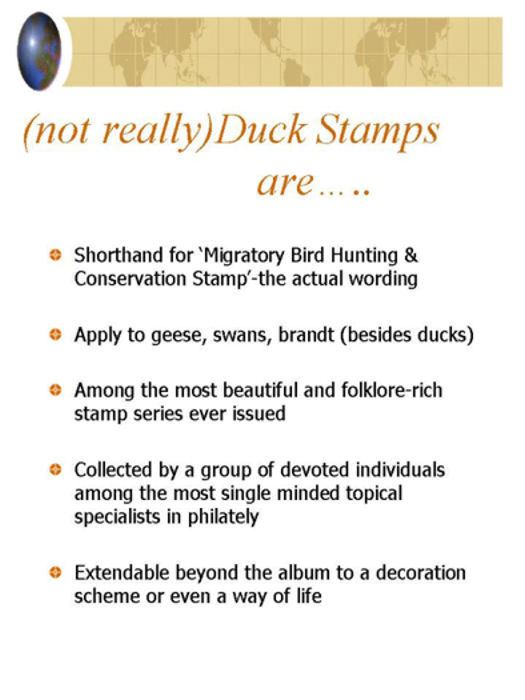 Duck Stamps and Imposters:  2/11