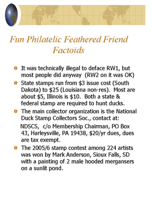 Duck Stamps and Imposters:  8/11